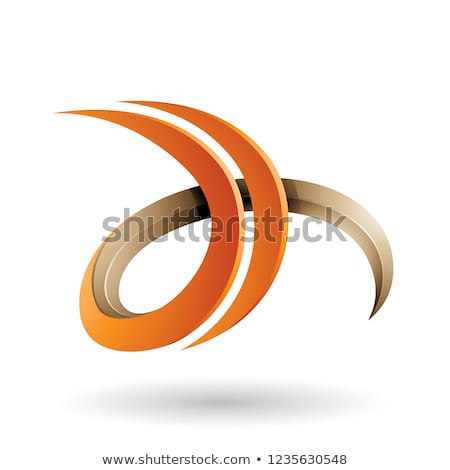 ストックフォト: Orange And Beige 3d Curly Letter D And H Vector Illustration