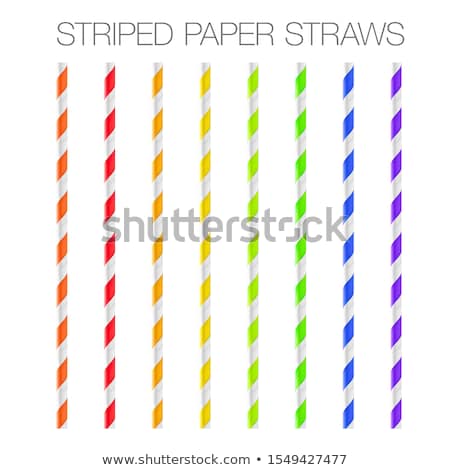 Foto stock: Refreshing Drink In A Blue Paper Cup With Plastic Straw Isolated On White Background Vector Cartoon