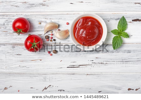 Stock foto: Tomato Ketchup Sauce On Wooden Background