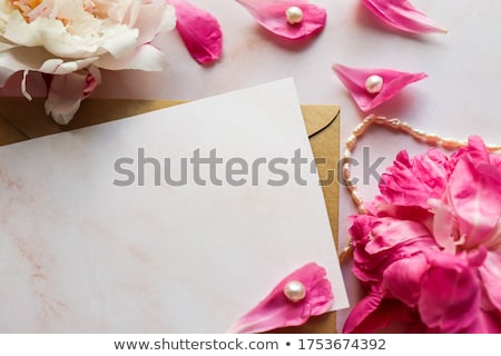 Stock photo: Card For Anniversary Or Congratulation With Pearls And Bunch Of