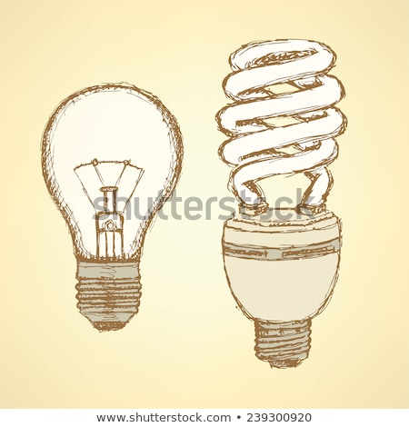 ストックフォト: Sketch Economic Light Bulb In Vintage Style