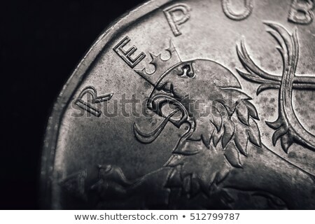 Stok fotoğraf: Bohemian Heraldic Lion On Czech Koruna Coin Financial Concept