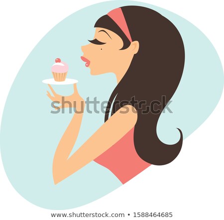 Girl Holding A Plate Of Cupcakes Zdjęcia stock © Zubada