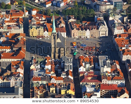ストックフォト: Old Town Hall On Republic Square In Pilsen - Aerial View