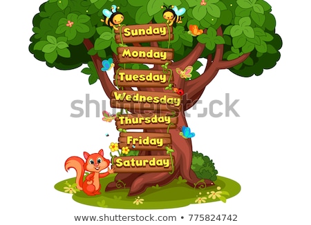 Stock fotó: Seven Days Of The Week And Happy Children