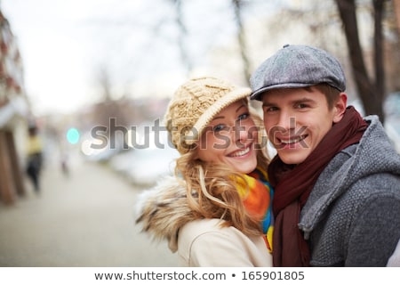 Foto d'archivio: Image Of Affectionate Couple In Park On Winter Season