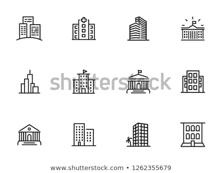 Stock fotó: Residential Buildings Line Icon