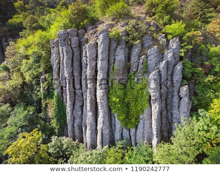 Aerial Picture From Nice Natural Basalt Columns In A Volcanic Hill Saint George Near The Lake Balat [[stock_photo]] © Digoarpi