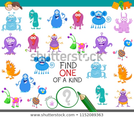 Stock photo: One Of A Kind Task With Cartoon Monsters