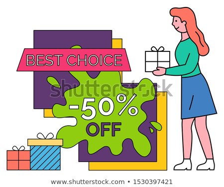 Stock fotó: Best Choice 50 Percent Off Offer Woman With Gift