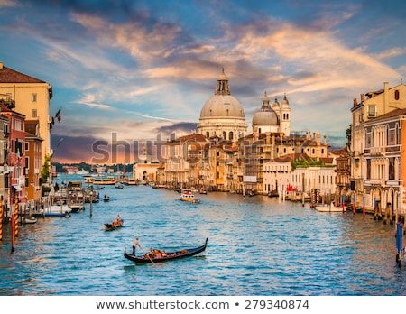 Foto stock: Boats And Gondolas On Grand Canal In Venice Italy