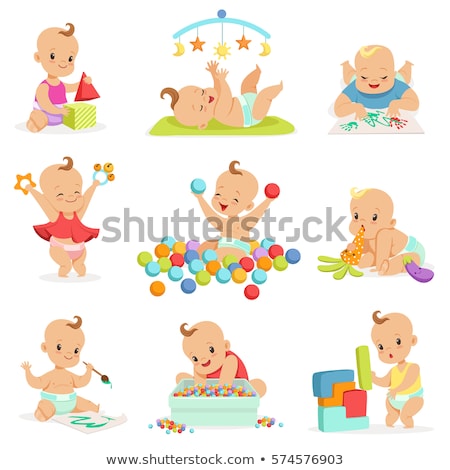 Foto stock: Baby Playing With Vegetables