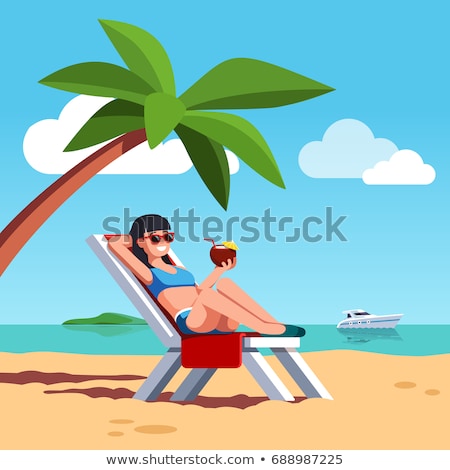 Сток-фото: Woman Lying On Deckchair With Cocktail