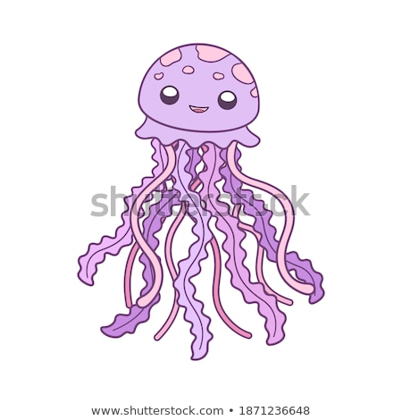 Stock fotó: Happy Creature Vector Illustration Clip Art Purple Art