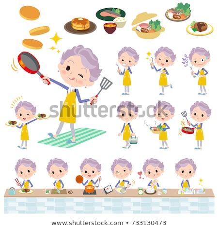 Stock photo: Blue One Piece Old Womencooking