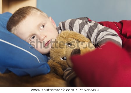 Foto stock: Cute 5 6 Years Old Boy Sleeping At Home