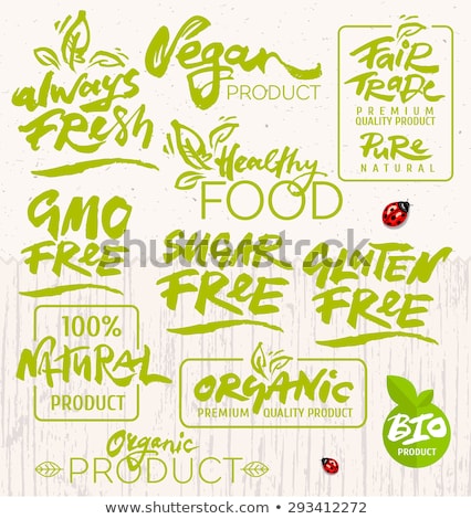 Foto stock: Gmo Free - Label Handwritten Calligraphy Restaurant