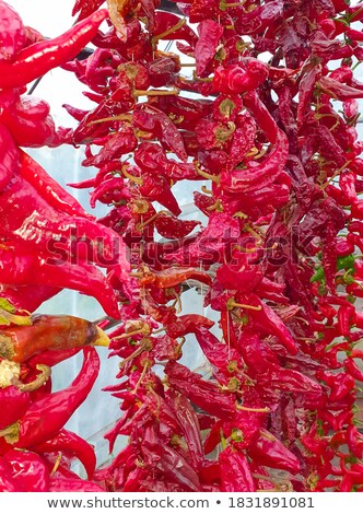 Foto stock: Dried Hanging Peppers Pepperoni