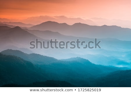 Stock fotó: Nature Landscape Background With Silhouettes Of Mountains And Trees Winter Forest Vector Illustrat