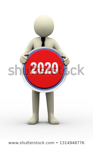 3d Businessman Holding 2020 Button Stock photo © Ribah