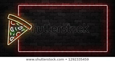 Stock fotó: Pizza Menu - Neon Sign Vector On Brick Wall Background