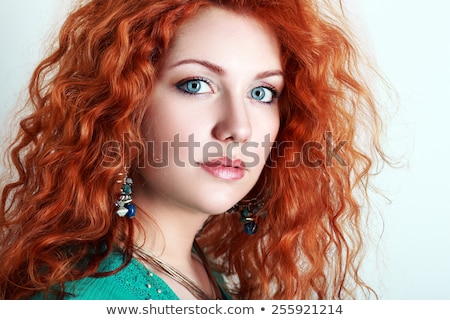 ストックフォト: Portrait Of Young Redhead Woman With Blue Make Up