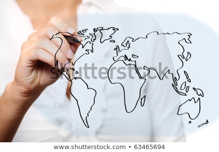 Foto d'archivio: Woman Drawing World Map