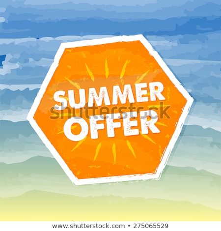 Summer Offer In Orange Label Over Sea Background Сток-фото © marinini