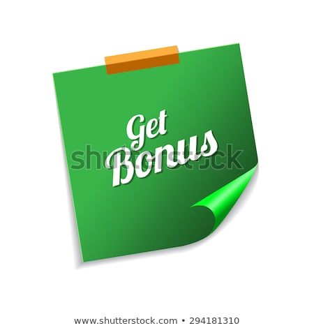 Stockfoto: Get Bonus Green Sticky Notes Vector Icon Design