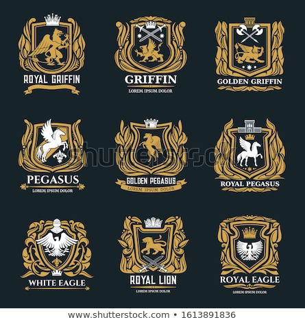 ストックフォト: Pegasus Shield Heraldic Symbol Sign Animal For Coat Of Arms Ro