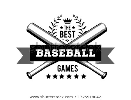 Foto stock: Emblem For The Best Baseball Games Consisting Of A Wreath Of Baseball Laces And Bats Vector