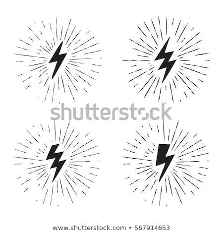 Сток-фото: Set Of Hand Drawn Lightning On Black Background