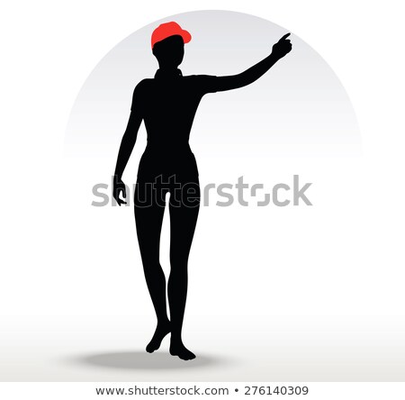 Сток-фото: Pizza Girl Silhouette With A Red Hat