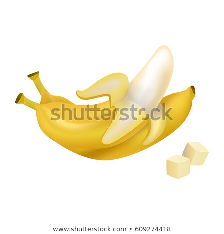 Stok fotoğraf: Peeled And Diced Ripe Bananas Vector Illustration