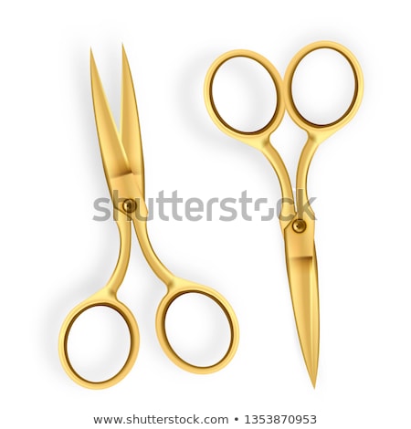 Foto stock: Scissor Vector 3d Realistic Scissor Icon Hairdresser Symbol Opened And Closed Metal Handles Ill