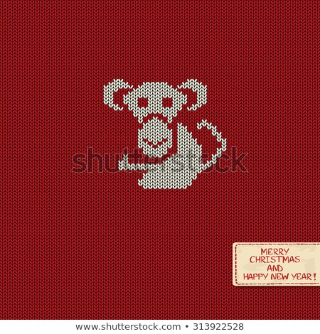 Foto stock: Knitted Pattern With Monkey