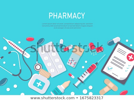 Foto stock: Pharmacy Posters Collection Vector Illustration