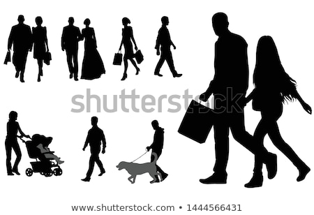 Shopping Young Woman With Bags Isolated Set Vector Foto stock © Bokica