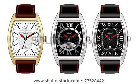 Stock fotó: Front View Of Luxury Watch Black Leather And Silver