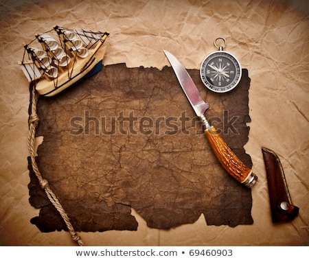 Сток-фото: Model Classic Boat On Sea Shells Background