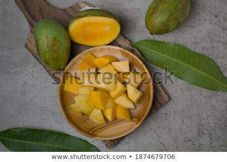 ストックフォト: Lychee With Leaves On A Wooden Board Copy Space