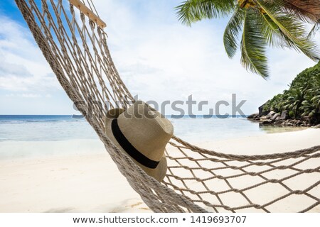 Stock photo: Hat Over The Hammock Near The Coast At Beach