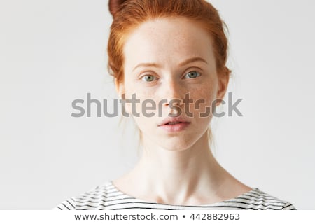 Foto stock: Close Up Portrait Of Happy Red Haired Girl