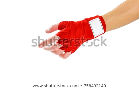 Foto stock: Fitness Woman With The Red Boxing Bandages