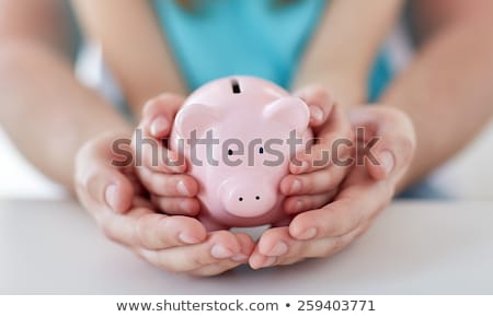 Stockfoto: Man Holding Piggy Banks