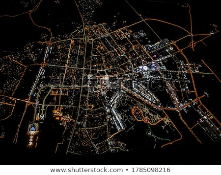 Zdjęcia stock: Aerial Night View Of Dubai In United Arab Emirates Metropolitan Cityscape