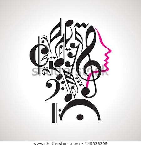 Foto d'archivio: Woman With Music Notes Vector