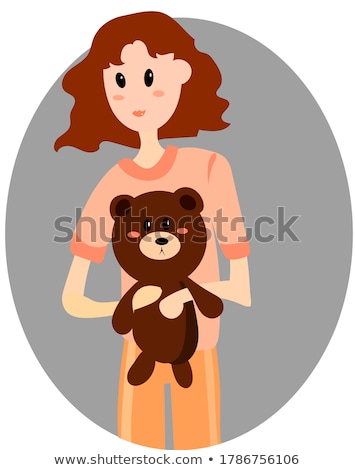 Zdjęcia stock: Young Girl Going To Sleep With Her Favorite Toy A Teddy Bear