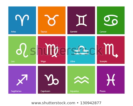 Stock fotó: Zodiac Symbol Icons On Color Background