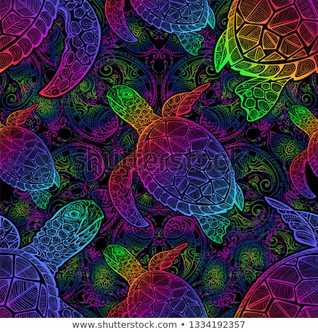 Zdjęcia stock: Sea Turtles Seamless Vector Pattern